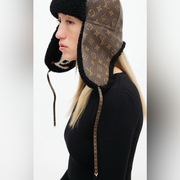 LOUIS VUITTON CHAPKALASKA SHEARING TRIMMED TRAPPER HAT NWOT - Picture 6 of 12
